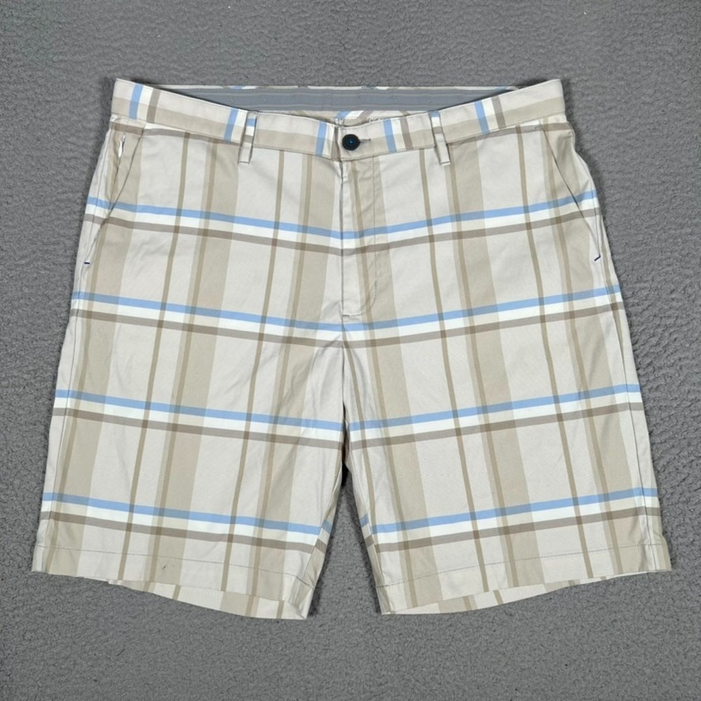 Tommy Bahama Shorts Mens 40 Brown Plaid Golf 10" Stretch‎ Hybrid Casual Preppy